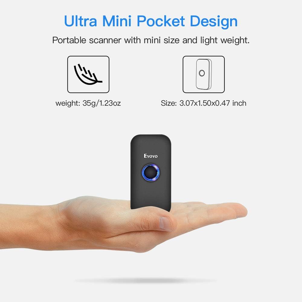 EYOYO Portable Ring Wearable 1D 2D Barcode Scanner 3-in-1 USB Wired & 2.4G Wireless & Bluetooth - Foto 8